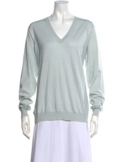 Pre-owned Bompard Cashmere V-neck Sweater W/ Tags In Green