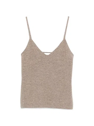 Bompard Cashmere V-neck Tank Top In Brown