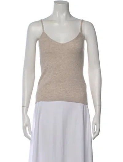 Pre-owned Bompard Cashmere V-neck Top In Neutral