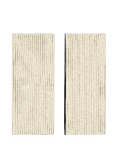 Bompard Coline Ribbed Cashmere Mittens In Neutral