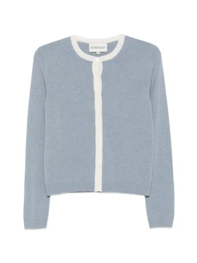 Bompard Contrasting-trim Button-sleeve Cardigan In Blue