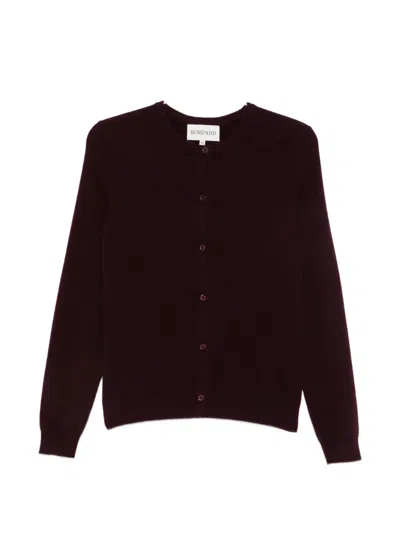 Bompard Crew-neck Cardigan In Burgundy