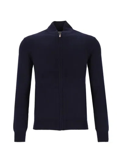 Bompard Curtis Zip-up Cardigan In Blue