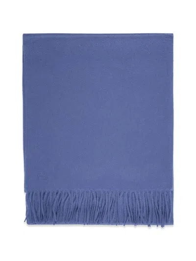 Bompard Eb Fringed Monogram Scarf In Blue