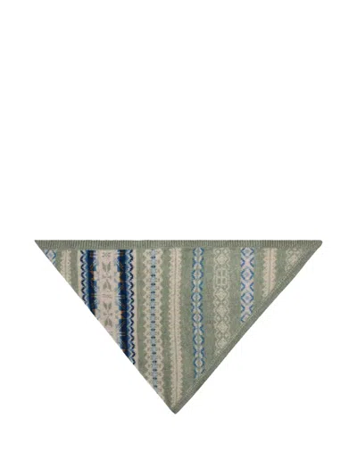 Bompard Fair Isle Triangle Scarf In Green