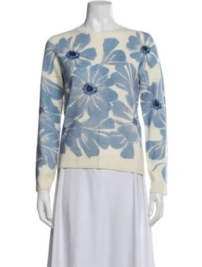 Pre-owned Bompard Floral Print Crew Neck Sweater In Blue