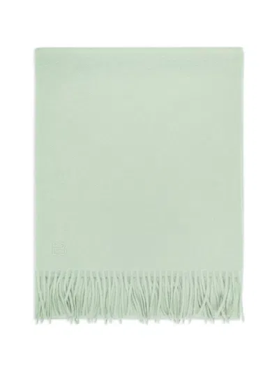 Bompard Fringed Monogram Embroidered Scarf In Green