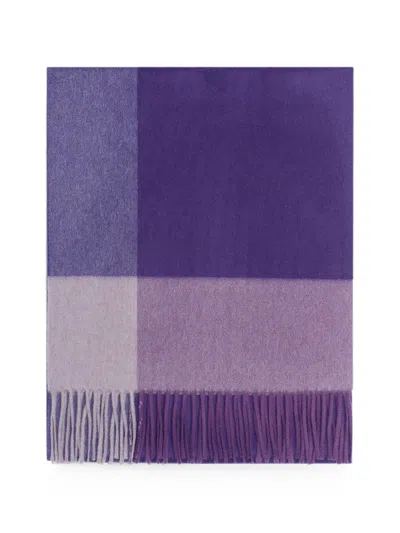 Bompard Fringed Tartan Scarf In Purple