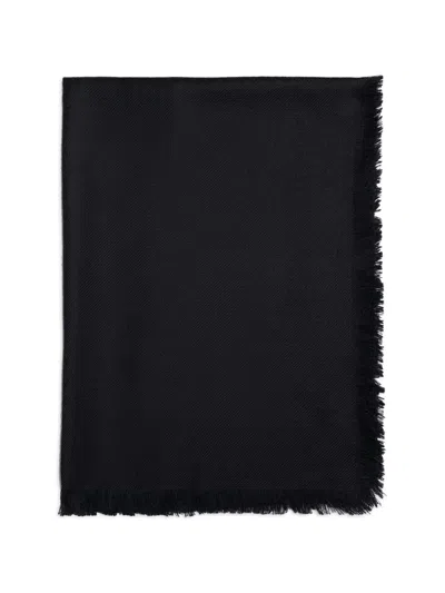 Bompard Fringed Twill Square Scarf In Black