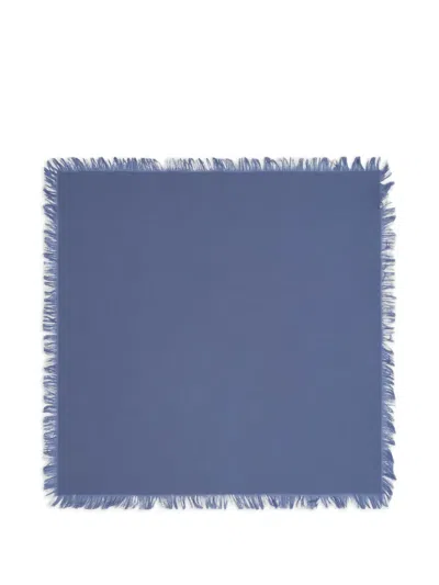 Bompard Fringed Twill Square Scarf In Blue