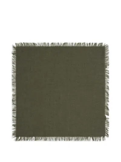 Bompard Fringed Twill Square Scarf In Green