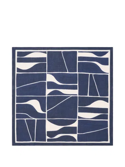 Bompard Geometric Printed Square Scarf In Blue