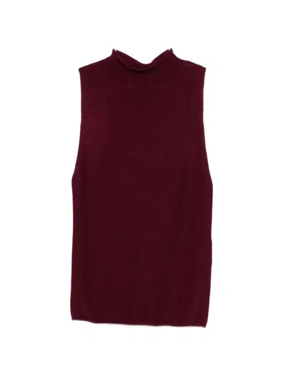 Bompard Knitted Vest Top In Red
