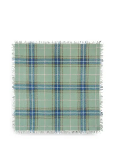 Bompard Mini Tartan Fringed Scarf In Grün