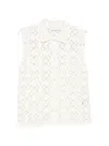 Bompard Openwork Crochet Shirt Vest In White