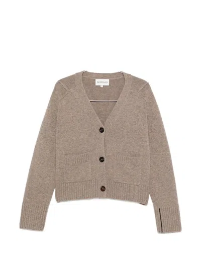Bompard Patch-pocket V-neck Cardigan In Brown