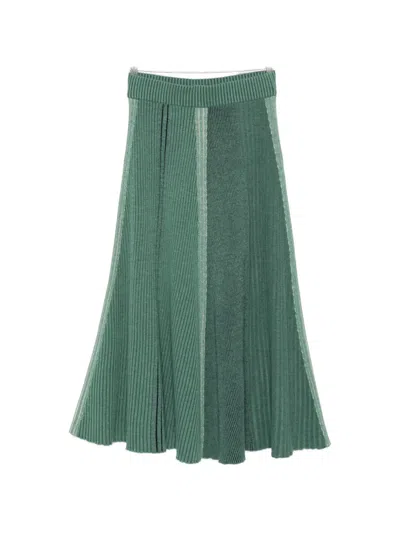 Bompard Patchwork Ribbed Skirt In Green