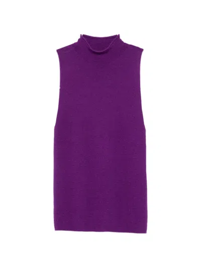 Bompard Plain-knit Sleeveless Top In Purple