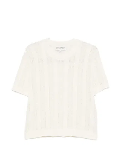 Bompard Pointelle Round-neck Knitted Sweater In White