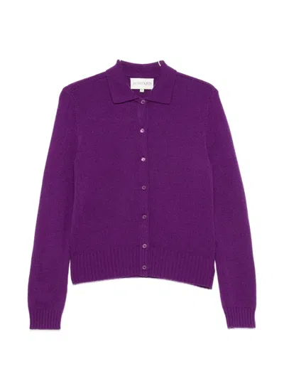 Bompard Polo-collar Cardigan In Purple
