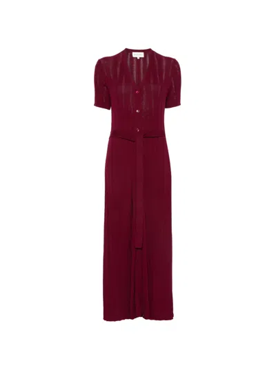 Bompard Geripptes Maxikleid In Burgundy