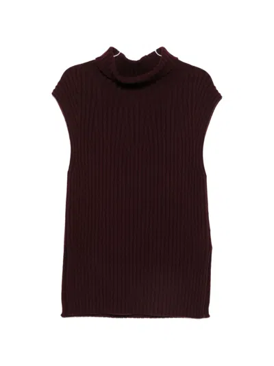 Bompard Ribbed Cashmere Vest In Burgundy