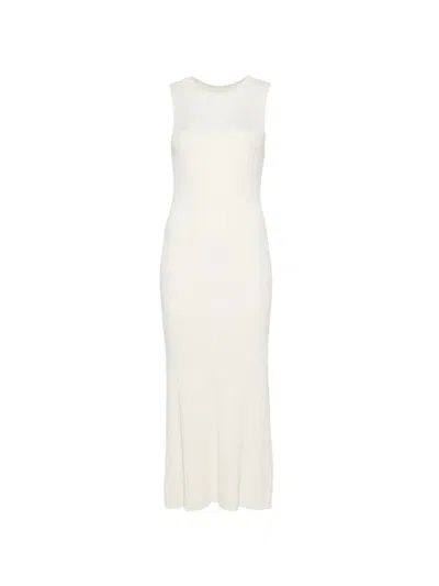 Bompard Ribbed Midi Dress In Neutral