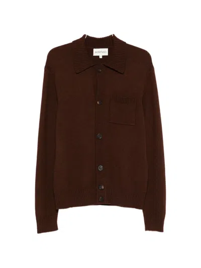 Bompard Ribbed Shirt-collar Cardigan In Brown