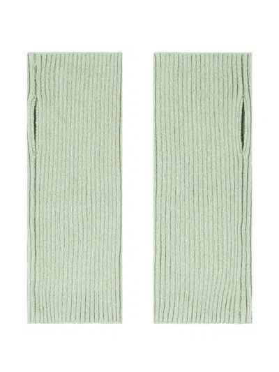 Bompard Ribbed Short Mittens In Green