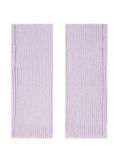Bompard Ribbed Short Mittens In Purple
