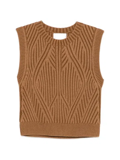 Bompard Ribbed Sleeveless Vest In Brown