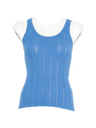 Bompard Ribbed Tank Top In Blue