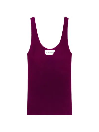 Bompard Ribbed V-neck Tank Top In Red