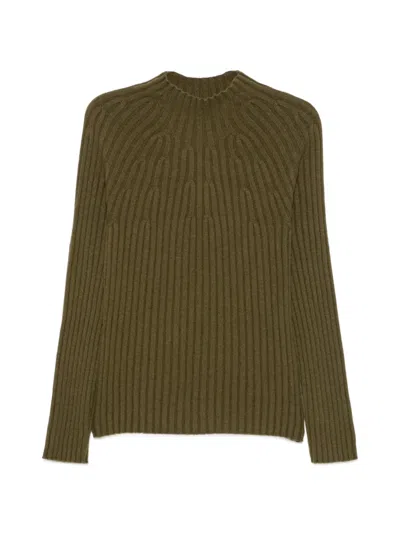 Bompard Ribbed-knit High-neck Jumper In Green