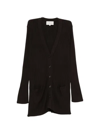 Bompard Ribbed-knit V-neck Cardigan In Brown