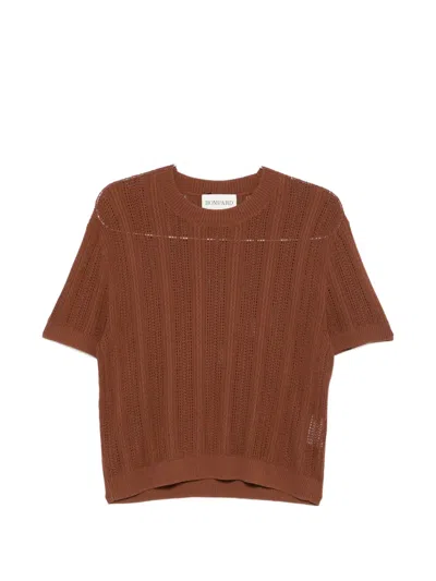 Bompard Round-neck Knitted T-shirt In Brown