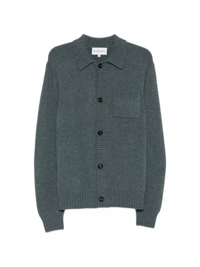 Bompard Shirt-collar Chest-pocket Cardigan In Blue