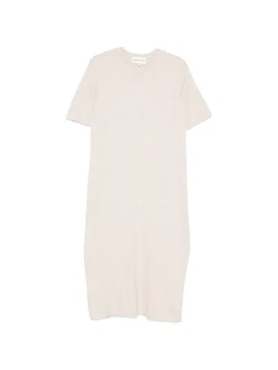 Bompard Side-slit Extrafine T-shirt Midi Dress In Pink