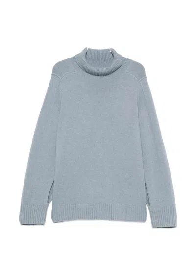 Bompard Split-sleeve High-neck Sweater In Blue