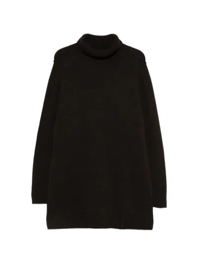 Bompard Split-sleeve Mock-neck Mini Dress In Black