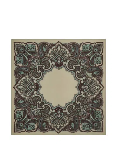 Bompard Stan Paisley Cashmere Square Scarf In Green