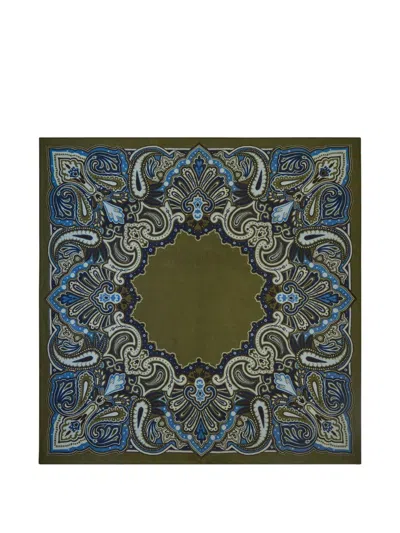 Bompard Stan Paisley Cashmere Square Scarf In Green