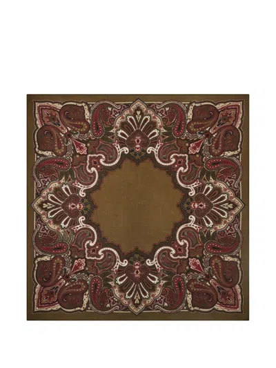 Bompard Stan Paisley Square Scarf In Brown