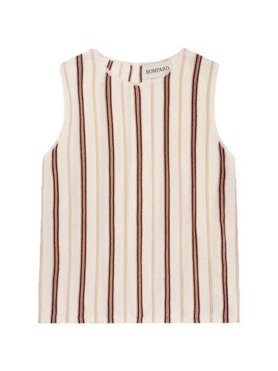 Bompard Striped Collarless Knitted Top In White