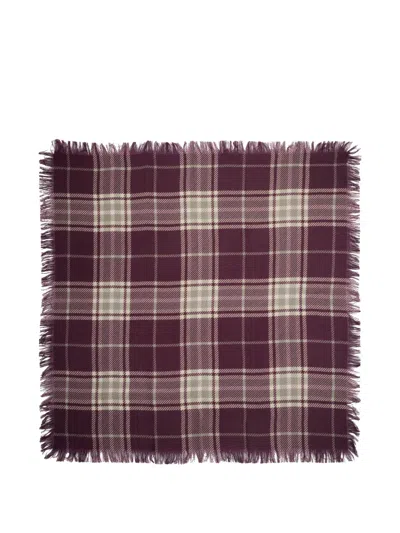 Bompard Swann Tartan Fringed Square Scarf In Burgundy