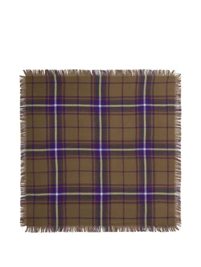 Bompard Swann Tartan Fringed Square Scarf In Green