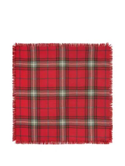 Bompard Swann Tartan Fringed Square Scarf In Red