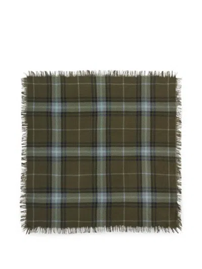 Bompard Tartan Fringed Scarf In Green