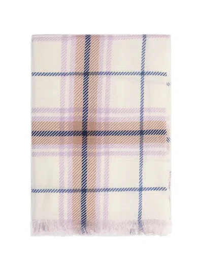 Bompard Tartan Fringed Scarf In Metallic