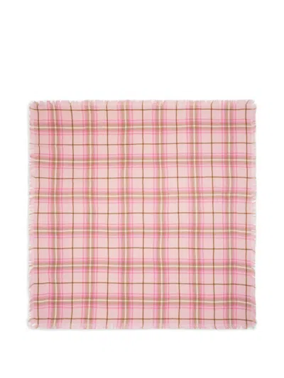 Bompard Tartan Fringed Scarf In Pink
